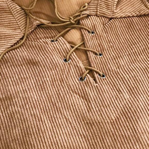 ❄️CAMEL CORDUROY LACE UP HIGH LOW TOP - Picture 5 of 8